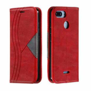 For Xiaomi Redmi 6 Splicing Color Magnetic Hem Horizontal Flip Leather Case with Holder & Card Slots(Red)