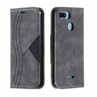 For Xiaomi Redmi 6 Splicing Color Magnetic Hem Horizontal Flip Leather Case with Holder & Card Slots(Grey)