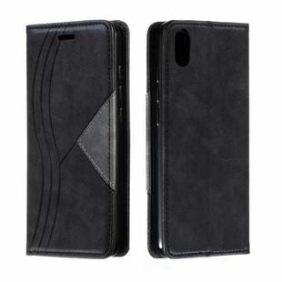For Xiaomi Redmi 7A Splicing Color Magnetic Hem Horizontal Flip Leather Case with Holder & Card Slots(Black)
