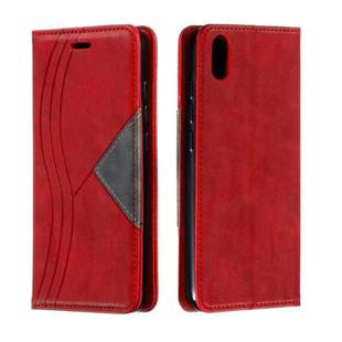 For Xiaomi Redmi 7A Splicing Color Magnetic Hem Horizontal Flip Leather Case with Holder & Card Slots(Red)