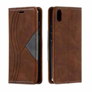 For Xiaomi Redmi 7A Splicing Color Magnetic Hem Horizontal Flip Leather Case with Holder & Card Slots(Brown)