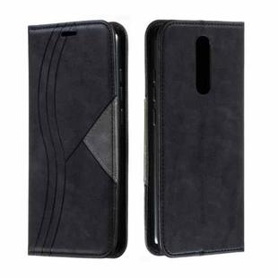 For Xiaomi Redmi 8 Splicing Color Magnetic Hem Horizontal Flip Leather Case with Holder & Card Slots(Black)