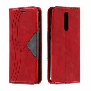 For Xiaomi Redmi 8 Splicing Color Magnetic Hem Horizontal Flip Leather Case with Holder & Card Slots(Red)