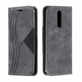 For Xiaomi Redmi 8 Splicing Color Magnetic Hem Horizontal Flip Leather Case with Holder & Card Slots(Grey)