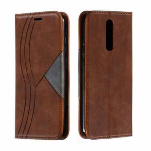 For Xiaomi Redmi 8 Splicing Color Magnetic Hem Horizontal Flip Leather Case with Holder & Card Slots(Brown)