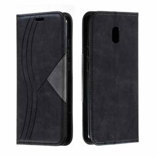 For Xiaomi Redmi 8A Splicing Color Magnetic Hem Horizontal Flip Leather Case with Holder & Card Slots(Black)