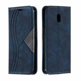 For Xiaomi Redmi 8A Splicing Color Magnetic Hem Horizontal Flip Leather Case with Holder & Card Slots(Blue)