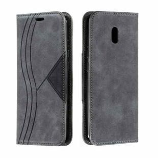 For Xiaomi Redmi 8A Splicing Color Magnetic Hem Horizontal Flip Leather Case with Holder & Card Slots(Grey)
