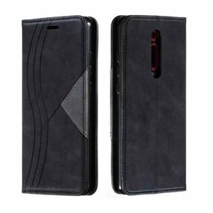 For Xiaomi Redmi K20/K20 Pro/Mi 9T Splicing Color Magnetic Hem Horizontal Flip Leather Case with Holder & Card Slots(Black)