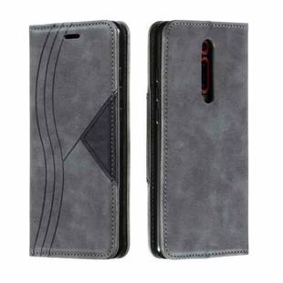 For Xiaomi Redmi K20/K20 Pro/Mi 9T Splicing Color Magnetic Hem Horizontal Flip Leather Case with Holder & Card Slots(Grey)