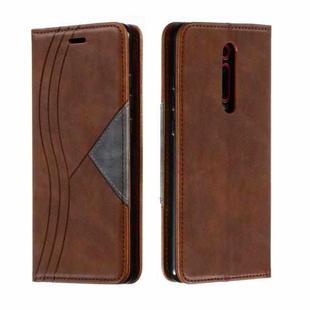 For Xiaomi Redmi K20/K20 Pro/Mi 9T Splicing Color Magnetic Hem Horizontal Flip Leather Case with Holder & Card Slots(Brown)