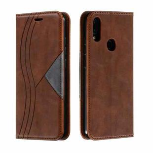 For Xiaomi Redmi Note 7 Splicing Color Magnetic Hem Horizontal Flip Leather Case with Holder & Card Slots(Brown)