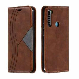 For Xiaomi Redmi Note 8 Splicing Color Magnetic Hem Horizontal Flip Leather Case with Holder & Card Slots(Brown)