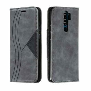 For Xiaomi Redmi Note 8 Pro Splicing Color Magnetic Hem Horizontal Flip Leather Case with Holder & Card Slots(Grey)