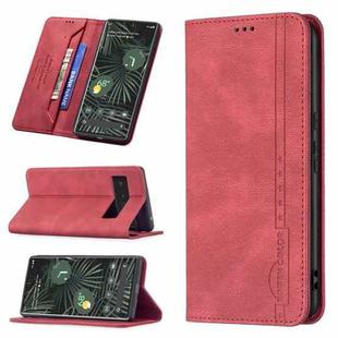 For Google Pixel 6 Pro Magnetic RFID Blocking Anti-Theft Leather Case with Holder & Card Slots & Wallet(Red)