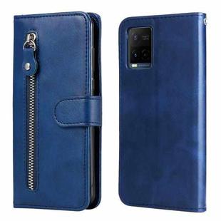 For vivo Y21 / Y21S / Y33S Fashion Calf Texture Zipper Horizontal Flip Leather Phone Case(Blue)
