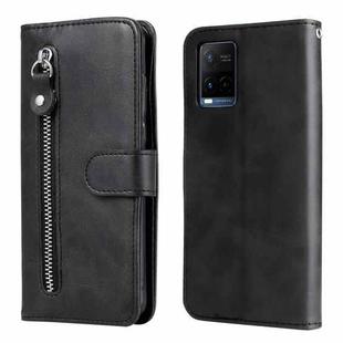 For vivo Y21 / Y21S / Y33S Fashion Calf Texture Zipper Horizontal Flip Leather Phone Case(Black)
