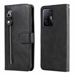 For Xiaomi 11T / 11T Pro Fashion Calf Texture Zipper Horizontal Flip Leather Phone Case(Black)