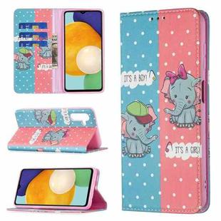 For Samsung Galaxy A13 5G Colored Drawing Pattern Invisible Magnetic Horizontal Flip Phone Leather Case with Holder & Card Slots & Wallet(Elephant)