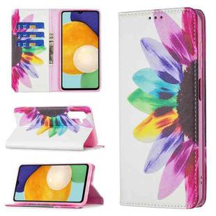 For Samsung Galaxy A13 5G Colored Drawing Pattern Invisible Magnetic Horizontal Flip Phone Leather Case with Holder & Card Slots & Wallet(Sun Flower)