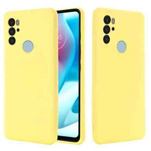 For Motorola Moto G60S Pure Color Liquid Silicone Shockproof Full Coverage Phone Case(Yellow)