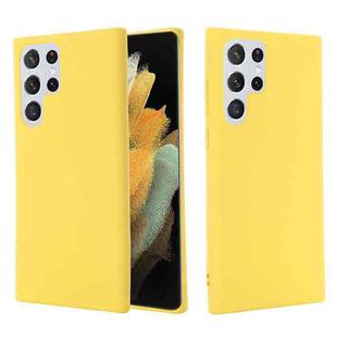 For Samsung Galaxy S22 Ultra 5G Pure Color Liquid Silicone Shockproof Full Coverage Phone Case(Yellow)
