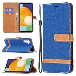 For Samsung Galaxy A13 5G Color Matching Denim Texture Leather Case with Holder & Card Slots & Wallet & Lanyard(Royal Blue)