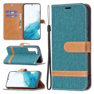 For Samsung Galaxy S22 5G Color Matching Denim Texture Leather Case with Holder & Card Slots & Wallet & Lanyard(Green)