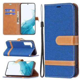 For Samsung Galaxy S22 5G Color Matching Denim Texture Leather Case with Holder & Card Slots & Wallet & Lanyard(Royal Blue)