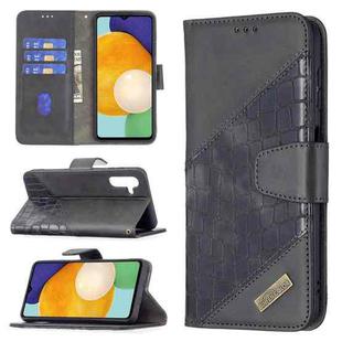 For Samsung Galaxy A13 5G Matching Color Crocodile Texture Leather Phone Case with Holder & Card Slots & Wallet(Black)