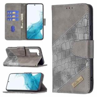 For Samsung Galaxy S22+ 5G Matching Color Crocodile Texture Leather Phone Case with Holder & Card Slots & Wallet(Grey)