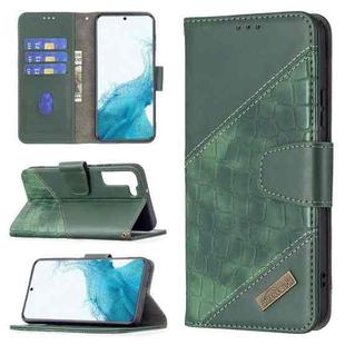 For Samsung Galaxy S22+ 5G Matching Color Crocodile Texture Leather Phone Case with Holder & Card Slots & Wallet(Green)
