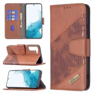 For Samsung Galaxy S22+ 5G Matching Color Crocodile Texture Leather Phone Case with Holder & Card Slots & Wallet(Brown)