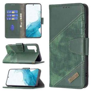 For Samsung Galaxy S22 5G Matching Color Crocodile Texture Leather Phone Case with Holder & Card Slots & Wallet(Green)