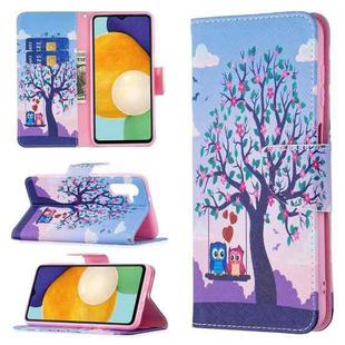 For Samsung Galaxy A13 5G Colored Drawing Pattern Horizontal Flip Phone Leather Case with Holder & Card Slots & Wallet(Owl)