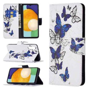 For Samsung Galaxy A13 5G Colored Drawing Pattern Horizontal Flip Phone Leather Case with Holder & Card Slots & Wallet(Blue Butterflies)