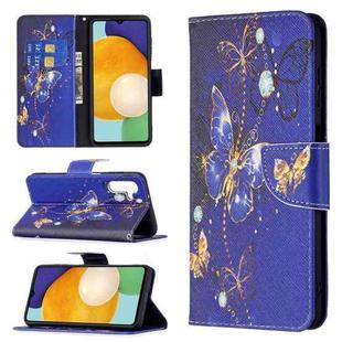 For Samsung Galaxy A13 5G Colored Drawing Pattern Horizontal Flip Phone Leather Case with Holder & Card Slots & Wallet(Purple Butterfly)