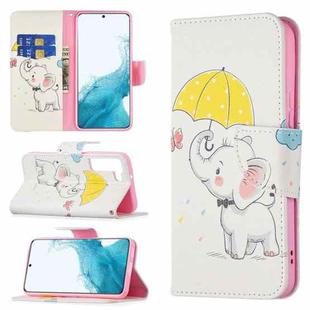 For Samsung Galaxy S22+ 5G Colored Drawing Pattern Horizontal Flip Phone Leather Case with Holder & Card Slots & Wallet(Umbrella Elephant)