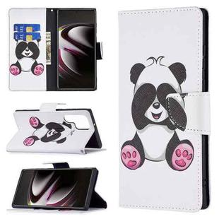 For Samsung Galaxy S22 Ultra 5G Colored Drawing Pattern Horizontal Flip Phone Leather Case with Holder & Card Slots & Wallet(Panda)