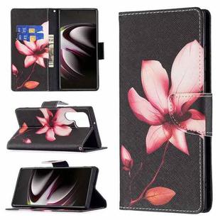 For Samsung Galaxy S22 Ultra 5G Colored Drawing Pattern Horizontal Flip Phone Leather Case with Holder & Card Slots & Wallet(Lotus)