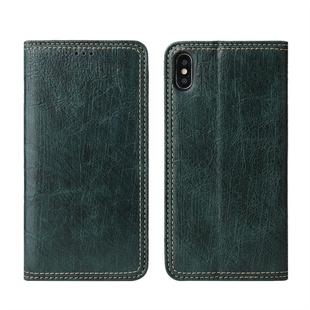 For iPhone X / XS Retro Tree Bark Texture PU Magnetic Horizontal Flip Leather Case with Holder & Card Slots & Wallet(Green)