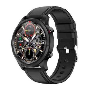TW26 1.28 inch IPS Touch Screen IP67 Waterproof Smart Watch, Support Sleep Monitoring / Heart Rate Monitoring / Dual Mode Call / Blood Oxygen Monitoring, Style: Leather Strap(Black)