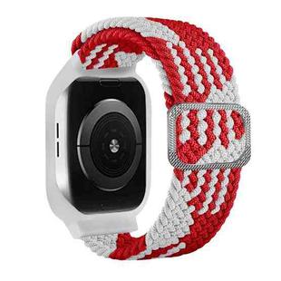 TPU Frame Buckle Braid Integrated Watch Band For Apple Watch Series 6 & SE & 5 & 4 40mm / 3 & 2 & 1 38mm(Red and White)