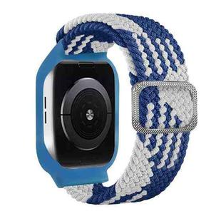 TPU Frame Buckle Braid Integrated Watch Band For Apple Watch Series 6 & SE & 5 & 4 44mm / 3 & 2 & 1 42mm(Blue and White)