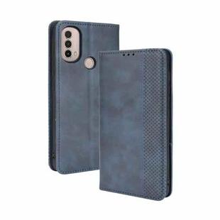 For Motorola Moto E40 / E30 / E20 Magnetic Buckle Retro Crazy Horse Texture Horizontal Flip Phone Leather Case with Holder & Card Slots & Photo Frame(Blue)