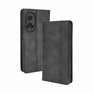 For Huawei nova 9 Magnetic Buckle Retro Crazy Horse Texture Horizontal Flip Phone Leather Case with Holder & Card Slots & Photo Frame(Black)