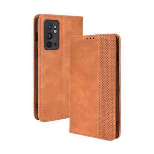 For OnePlus 9RT 5G Magnetic Buckle Retro Crazy Horse Texture Horizontal Flip Phone Leather Case with Holder & Card Slots & Photo Frame(Brown)