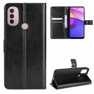 For Motorola Moto E40 / E30 / E20 Crazy Horse Texture Horizontal Flip Phone Leather Case with Holder & Card Slots & Lanyard(Black)