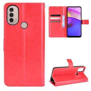 For Motorola Moto E40 / E30 / E20 Crazy Horse Texture Horizontal Flip Phone Leather Case with Holder & Card Slots & Lanyard(Red)
