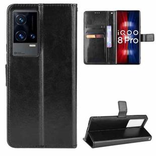 For vivo iQOO 8 Pro Crazy Horse Texture Horizontal Flip Phone Leather Case with Holder & Card Slots & Lanyard(Black)